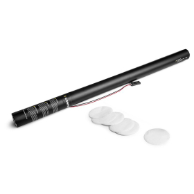 Cartuchos eléctricos 80 cm confeti circulos blancos