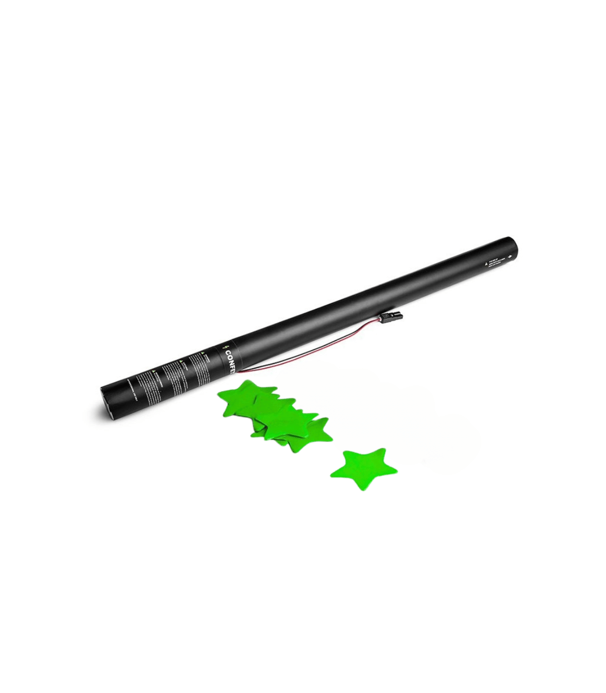 Cartuchos eléctricos 80 cm confeti estrellas verde